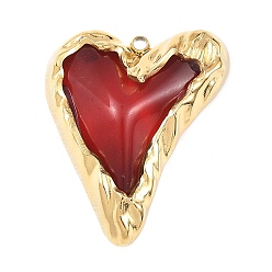 Настоящее золото 18K 304 подвески из нержавеющей стали и стекла, шарма сердца, вакуумное покрытие pvd, реальный 18 k позолоченный, 28x23x7 мм, отверстие : 1.5 мм