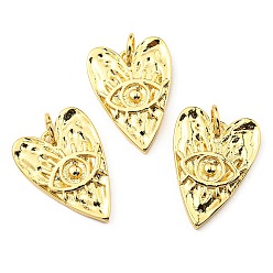 Настоящее золото 18K Латунные подвески, с целью перехода в кольце, долговечный, без свинца и без кадмия, сердце с очарованием глаз, реальный 18 k позолоченный, 19x13.5x2.7 мм, отверстие : 3.2 мм
