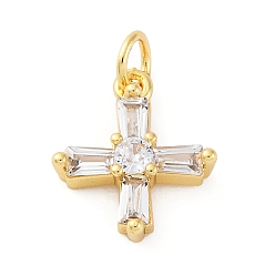Cross Латунные микро проложить кубического циркония подвески, без кадмия и без свинца, крест прелести, с целью перехода в кольце, реальный 16 k позолоченный, крестик, 15.5x13x4 мм, отверстие : 3.5 мм