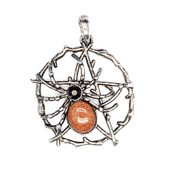 Камень с Пылевым Золотом Синтетические голдстоуновские подвески, паук, 37x43 мм