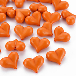 Coral Opaque Acrylic Beads, Heart, Coral, 17x22x10mm, Hole: 1.4mm, about 255pcs/500g