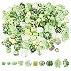 Mixed Shapes Фарфоровые бусины ручной работы, яркие глазированный фарфор, разнообразные, 6.5~18x6.5~14x4.5~10.5 мм, отверстие : 1.4~2.2 мм, 96 шт / комплект