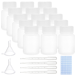 White 30Pcs Column Plastic Bottle, with 4Pcs Plastic Funnel Hopper, 10Pcs Plastic Dropper and 1Pc Label Paster, White, 3.5x5.9cm, Capacity: 30ml(1.01 fl. oz)