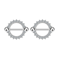 Ring 304 кольца для сосков из нержавеющей стали с кубическим цирконием, цвет нержавеющей стали, кольцо, 16 мм, штифты : 1.6 мм