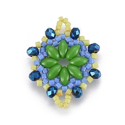 Зеленый лайм Японский бисер miyuki & toho ручной работы ссылки, Ткацкий станок, цветок, зеленый лайм, 24~25.6x19~19.2x3.2~3.6 мм, отверстие : 1.5~1.6 мм