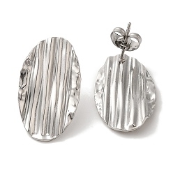 Нержавеющая Сталь Цвет 304 серьги-гвоздики овальной формы из нержавеющей стали, цвет нержавеющей стали, 23x13.5 мм