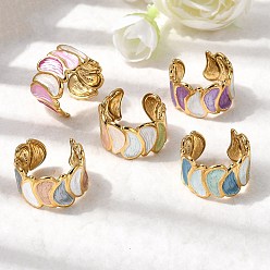 Teardrop 304 открытые манжеты из эмалированной нержавеющей стали, широкие кольца для женщин, золотые, слеза, регулируемый; 13.6мм