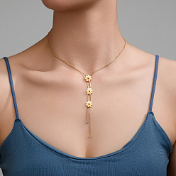 Золотой Ромашка цветок 304 ожерелья из нержавеющей стали, золотые, 15.75 дюйм (40 см)