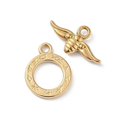 Настоящее золото 18K Ионное покрытие (ip) 304 застежки из нержавеющей стали, насекомое, реальный 18 k позолоченный, 17.5x14x1.5 мм, отверстие : 2 мм, бар: 10.5x19.5x3, отверстие : 2 мм