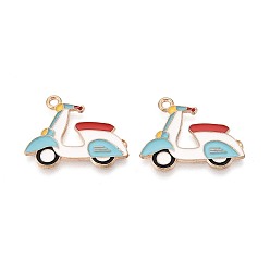 Светло-Синий Подвески из сплава и эмали, подвески для мотоциклов, золотые, голубой, 20x25x1 мм, отверстие : 1.6 мм