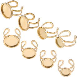 Золотой 8 шт. 4 размер 201 фурнитура для манжетного кольца из нержавеющей стали, настройки кольца чашки безеля, плоско-круглые, золотые, внутренний диаметр: 17.5~18 мм, лоток : 10~16 мм, 2шт / размер