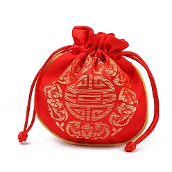 Красный Тканевые мешочки в китайском стиле, сумки на шнурке для хранения ювелирных изделий, полукруглый, красные, 11x11 см