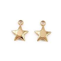 Настоящее золото 18K 304 прелести нержавеющей стали, ионное покрытие (ip), звезда очарование, реальный 18 k позолоченный, 8x6x1.5 мм, отверстие : 1 мм