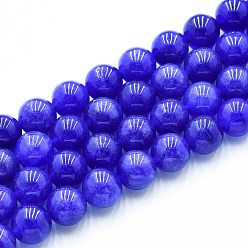Синий Природного кварца нитей бисера, окрашенные, круглые, Имитация кианита, синие, 10~10.5 мм, отверстие : 1~1.2 мм, около 37~38 шт / нитка, 14.76~15.16 дюйм (37.5~38.5 см)