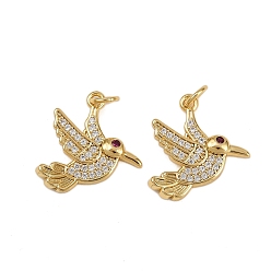 Настоящее золото 18K Латунные микро проложить кубического циркония подвески, птица, стойки покрытие, долговечный, без кадмия и без свинца, с целью перехода в кольце, реальный 18 k позолоченный, 18x17x2.5 мм, отверстие : 3 мм