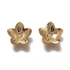 Real 18K Gold Plated 304 Stainless Steel Bead Caps, 5-Petal Flower, Real 18k Gold Plated, 10x10.5x2.5mm, Hole: 1.4mm