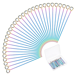 Rainbow Color 50шт. шт. латунный штифт с ушком цвета радуги, 12 датчик, 35x3x0.5 мм, отверстие : 2 мм