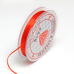 Orange Red Flat Elastic Crystal String, String Cord Crystal Threads, Orange Red, 0.8mm, about 10.93 yards(10m)/roll