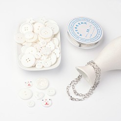 Weiß Kostenlose Tutorial DIY Schmuck-Sets für Braceletmaking, Acryl-Misch Tasten, Kupferdraht und Eisen Armbänder, weiß, 205 mm