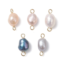 (52) Непрозрачная лаванда Натуральный культивированный пресноводный жемчуг картофельные звенья соединительные подвески, с 304 двойными петлями из нержавеющей стали, золотые, смешанные окрашенные и неокрашенные, разноцветные, 15.5~16x6.5~7.5x6~7.5 мм, Отверстие : 2 мм & 1.8 мм