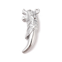 Платина Сплавочные подвески тибетского стиля, оберег волчьего зуба, платина, 43.5x16.5x8.5 мм, отверстие : 2 мм