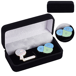 Черный Бархатные футляры для украшений, для хранения броши и запонки, прямоугольные, чёрные, 7.5x4x2.8 см