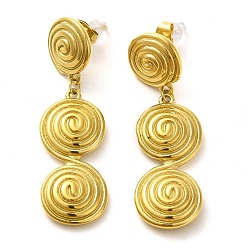 Golden 304 Stainless Steel Dangle Stud Earrings, Long Drop Earrings, Golden, 51x16mm