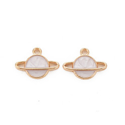 Белый Подвески из эмали и сплава, планета, вселенная космические прелести, золотой свет, белые, 12x16.5x3 мм, отверстие : 1.6 мм