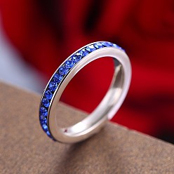 Сапфир Красочные кольца с камнями, символизирующими знак зодиака, сентябрь, Кольца из нержавеющей стали со стразами для женщин, сапфир, размер США 9 (18.9 мм)