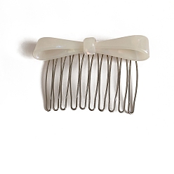 Белый Дым Ацетат целлюлозы (смола) аксессуары для волос, бантом, с металлическими гребнями для волос для женщин и девочек, серый, 75x50 мм