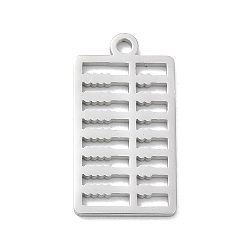 Stainless Steel Color 304 Stainless Steel Pendants, Abacus Charms, Polishing, Stainless Steel Color, 24x13x1.5mm, Hole: 1.9mm