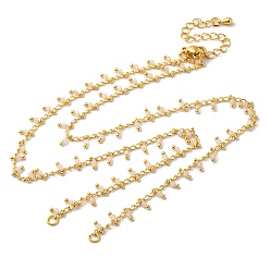 Розовый Кварц Латунь кабель цепи ожерелье изготовление, с натуральным розовым кварцем, стойки покрытие, долговечный, реальный 18 k позолоченный, спаянный, 19.49 дюйм (49.5 см)