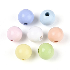 (52) Непрозрачная лаванда Бусины из дерева сшима, раскрашенные аэрозольной краской на Пасху, круглые, разноцветные, 11.5~12 мм, отверстие : 3.2 мм, Около 909 шт / 500 г