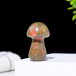 Рубин В Цоизита Натуральный рубин в цоизитовой грибной статуе, для украшения домашнего рабочего стола, 38 мм