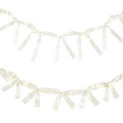 (404) Непрозрачное AB Кислое яблоко 2 стили баннеров с бантом из ткани, для вечеринок, фестивалей, украшений для дома, цветочный белый, 1480~1780 мм