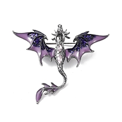 Серо-розавый Булавки с эмалью дракона, штыри отворотом сплава горного хрусталя для одежды рюкзака, увядшая роза, 49x59 мм