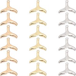 (52) Непрозрачная лаванда 18 шт 3 цвета латунные подвески, форма китового хвоста, разноцветные, 13x14x2 мм, отверстие : 0.5 мм, 6 шт / цвет