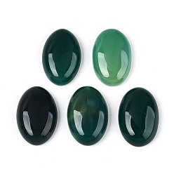 Зеленый Натуральный зеленый агат оникс (окрашенный и нагретый) кабошоны, овальные, плоский зад, зелёные, 29.5~30.5x19.5~20.5x7~8.5 мм
