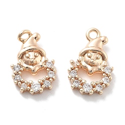 Настоящее золото 18K Подвески из прозрачного кубического циркония с микропейвом, без кадмия, без никеля и без свинца, реальный 18 k позолоченный, 13x8.5x3 мм, отверстие : 1.2 мм