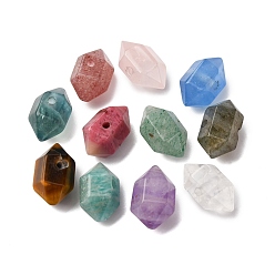 Смешанные камни Бусины из натурального смешанного драгоценного камня, граненые, двухконусные, 11~12x6~7 мм, отверстие : 1.2 мм