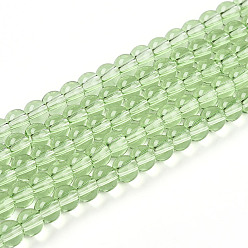 Бледно-Зеленый Прозрачные стеклянные бусины, круглые, бледно-зеленый, 4~4.5 мм, отверстие : 0.7 мм, около 101~102 шт / нитка, 14.96~15.16'' (38~38.5 см)