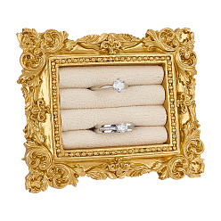 Античный Белый Винтажная смола с тканевыми кольцами, подставки для золотых фоторамок, держатель органайзера для кольца на палец, прямоугольные, старинный белый, 10.15x8.25x2.3 см