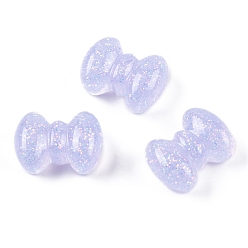 Lavender Transparent Epoxy Resin Decoden Cabochons, Glitter Bowknot, Lavender, 15x20x9mm