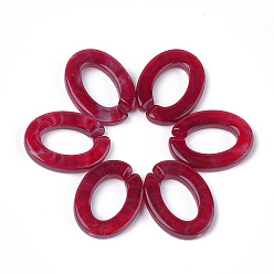 FireBrick Acrylic Linking Rings, Quick Link Connectors, For Jewelry Chains Making, Imitation Gemstone Style, Oval, FireBrick, 24.5x18.5x4mm, Hole: 14.5x9mm, about: 440pcs/500g