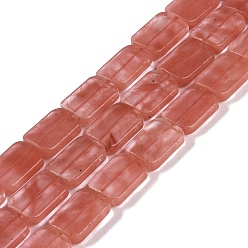 Cuarzo de la Cereza Cuentas de vidrio de cuarzo de cereza hebras, Rectángulo, 13x18x6 mm, agujero: 0.8 mm, sobre 22 unidades / cadena, 15.75'' (40 cm)