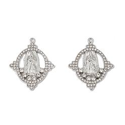 Платина Подвески из сплава и страза, овальные с рисунками " virgin mary", стойки покрытие, платина, 32.5x27x2.5 мм, отверстие : 1.5 мм