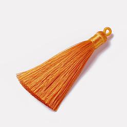 Темно-Оранжевый Полиэстер кисточкой подвески, темно-оранжевый, 78~82x8 мм, отверстие : 2~4 мм