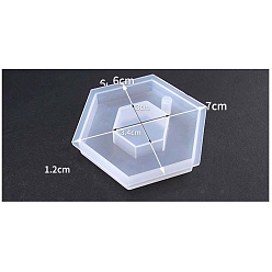 Hexagon DIY Food Grade Silicone Pendant Molds, Resin Casting Molds, Clay Craft Mold Tools, White, Hexagon, 70x60x12mm