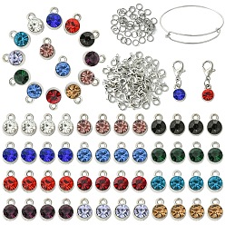 (52) Непрозрачная лаванда DIY 304 набор для изготовления расширяемого браслета из нержавеющей стали с подвесками, разноцветные, внутренний диаметр: 62.5 мм