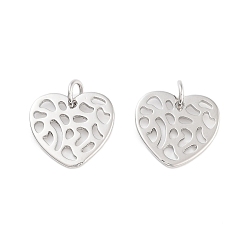 Платина Стойки обшивки латунные подвески, долговечный, без кадмия и без свинца, с целью перехода в кольце, сердце, платина, 17x18x1.5 мм, отверстие : 3.5 мм